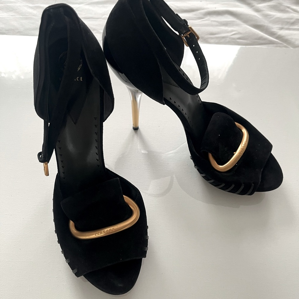 Versace Suede Heel Sandals Made in Italy